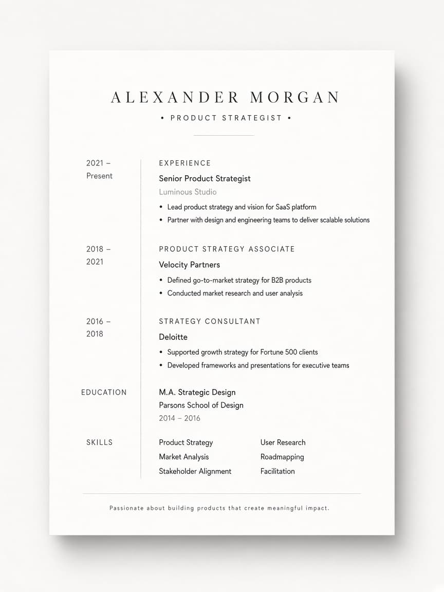 Preview template CV Minimal
