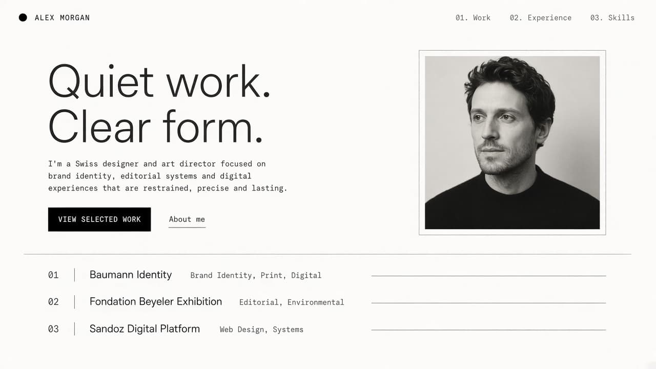 Contoh template portfolio Minimal